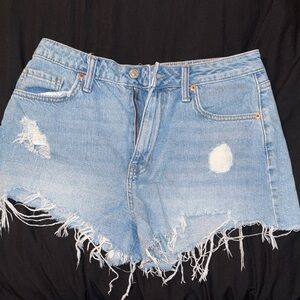 Forever 21 Light Blue Distressed Jean Shorts